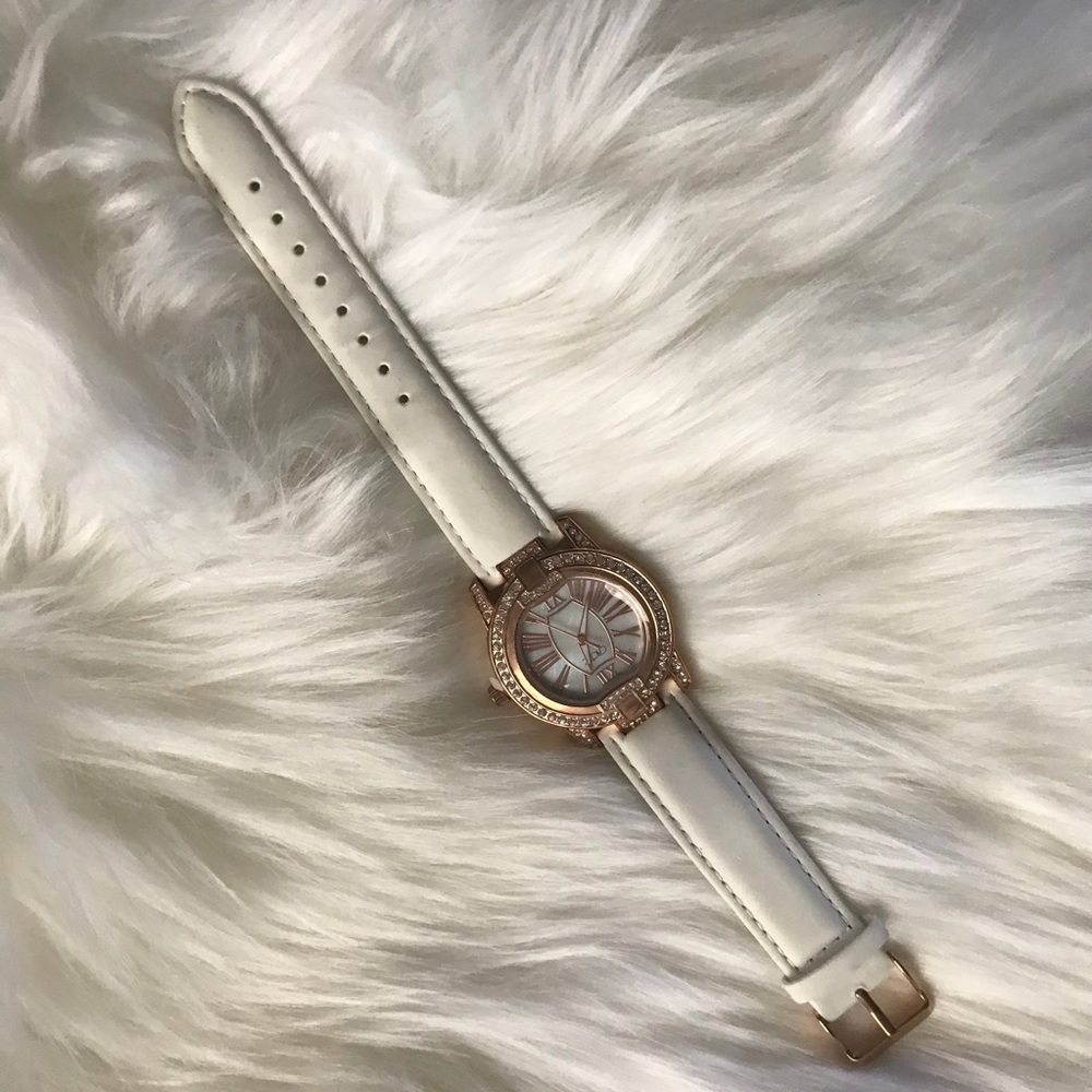 Cache RoseGold & White Blinged Crystal Watch